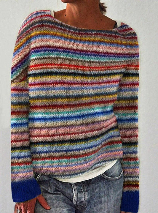 Léonore - Pull à manches longues à rayures chic et sophistiquées