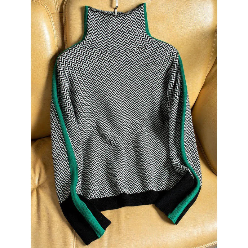 LuxeFemme - Pull en cachemire à col haut pour femme