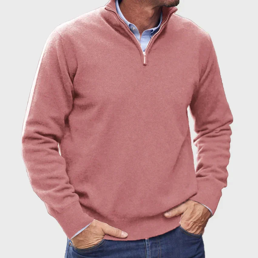 Branford Luxe - Pull-over zippé en cachemire italien pour hommes