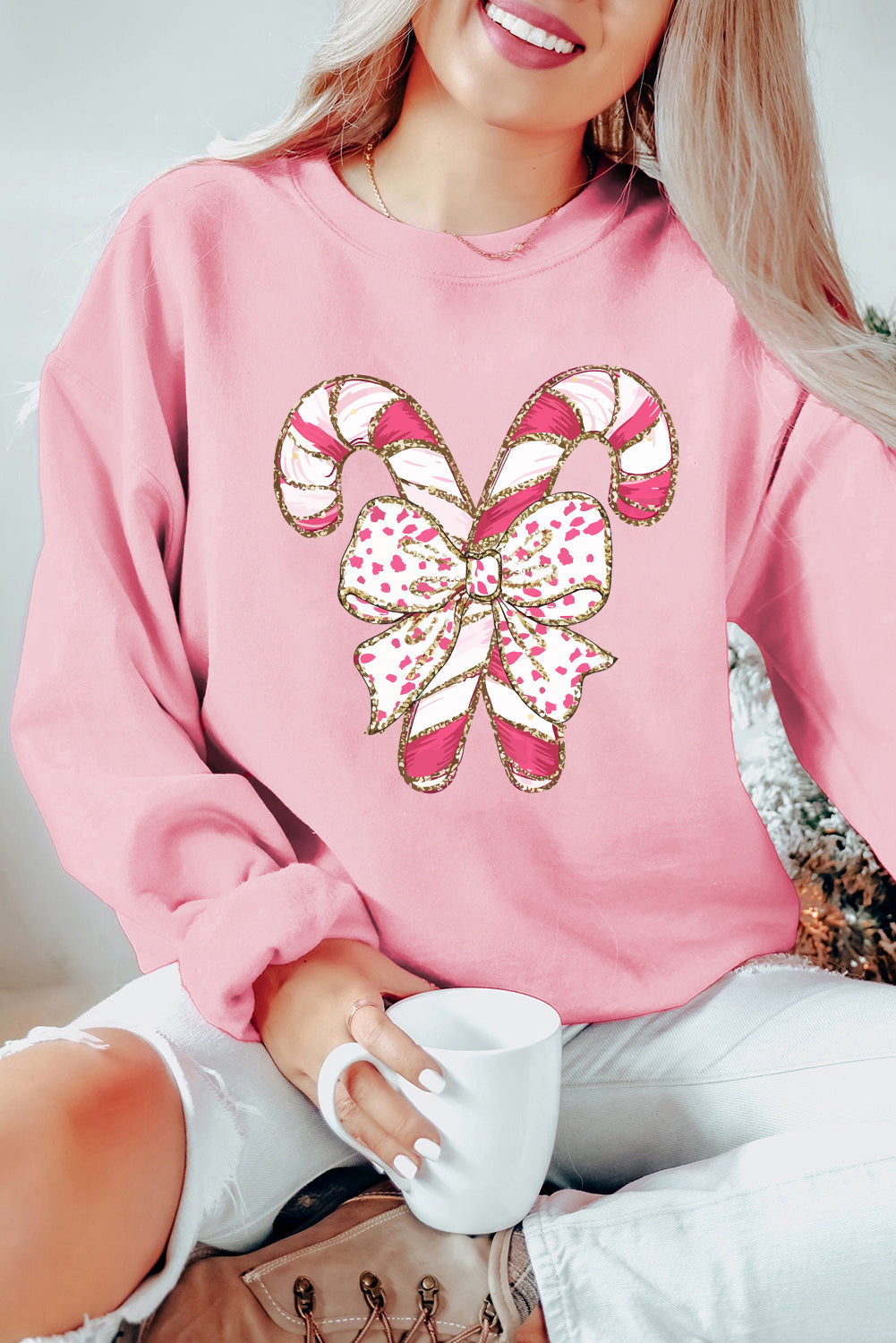 Sweatshirt de Noël à Graphisme Élégant avec Épaules Tombantes - Collection Hiver Élite