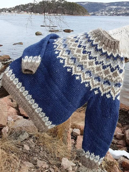 Édition Nordique – Pull en laine mérinos à col montant d'Islande