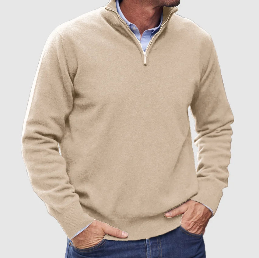 Branford Luxe - Pull-over zippé en cachemire italien pour hommes