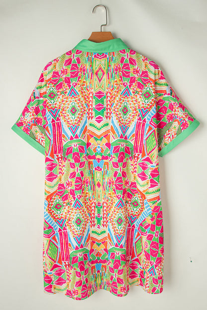 Luxe Élégance - Robe à manches courtes avec motif géométrique sophistiqué