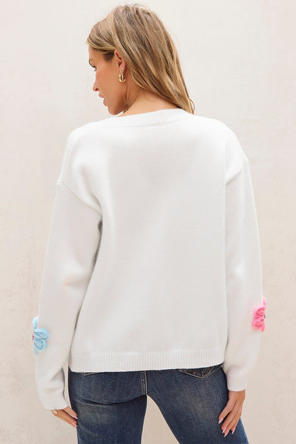Élodie - Cardigan Tricoté Floral Chic avec Boutons