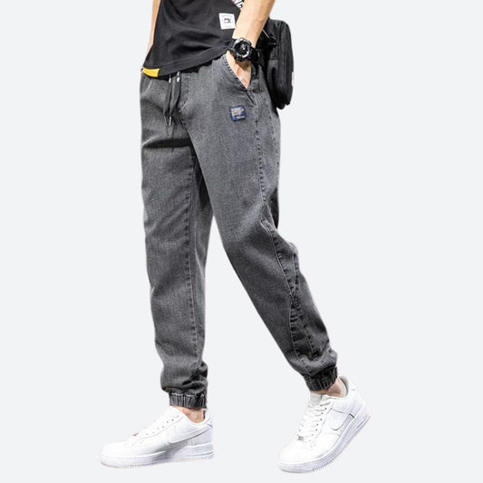 Laurent Pantalon de course en denim stretch de luxe