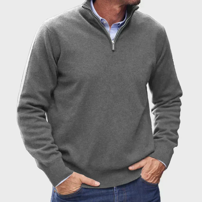 Branford Luxe - Pull-over zippé en cachemire italien pour hommes