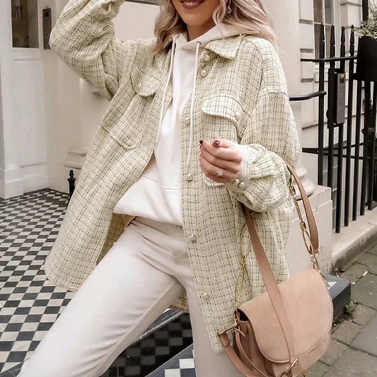 Manteau Élégance Perle - Veste pour femmes avec boutons décoratifs en perles