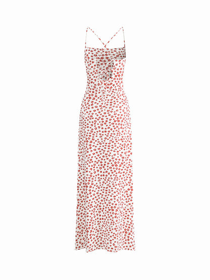 Valencia - Robe Maxi Fleurie à Bretelles Croisées et Fluide