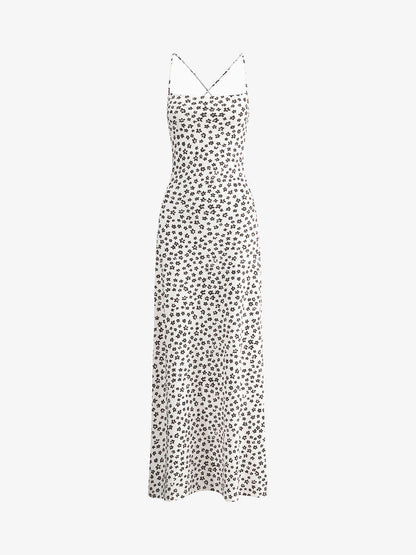 Valencia - Robe Maxi Fleurie à Bretelles Croisées et Fluide