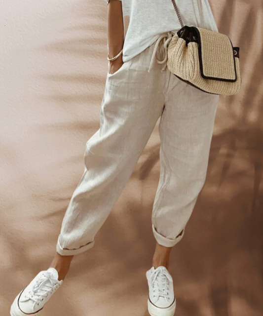 Luxe Écume - Pantalon en lin léger et élégant pour une allure sophistiquée
