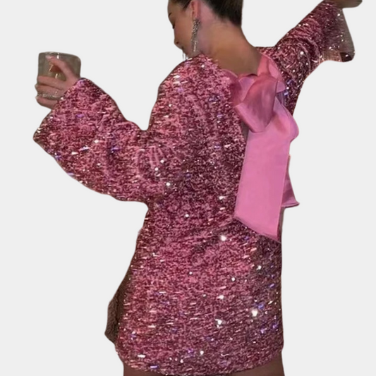 Luxe Éclat - Robe de soirée scintillante avec noeud pour femme