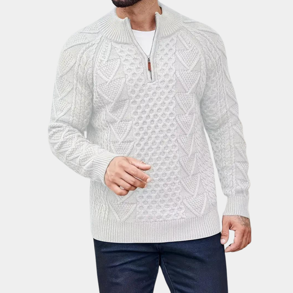Kane - Pull tricoté élégant pour hommes avec une fermeture à glissière