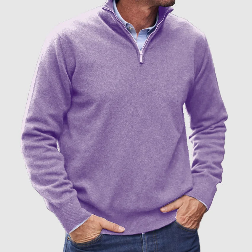 Branford Luxe - Pull-over zippé en cachemire italien pour hommes
