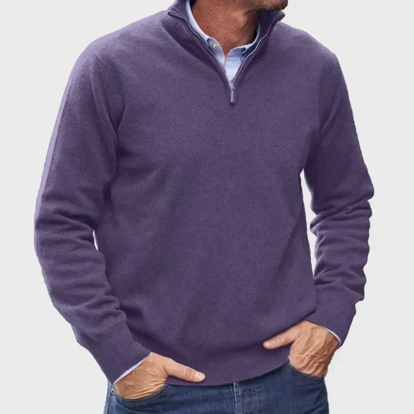 Branford Luxe - Pull-over zippé en cachemire italien pour hommes