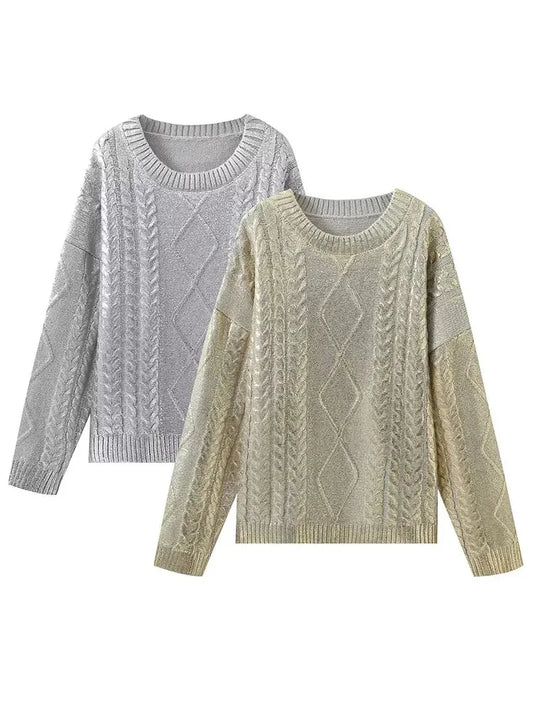 Elora - Sweat en tricot oversize à torsades