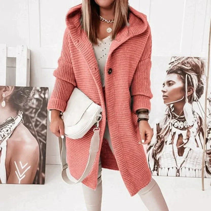 Véronique Couture - Manteau en cuir élégante avec capuche en laine raffinée
