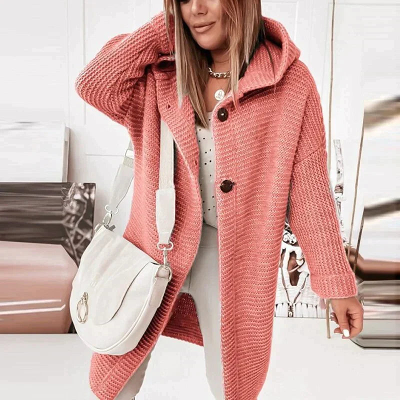 Véronique Couture - Manteau en cuir élégante avec capuche en laine raffinée
