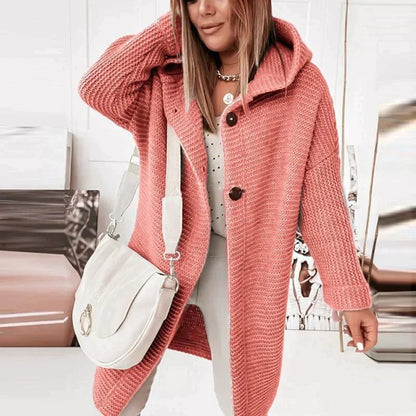 Véronique Couture - Manteau en cuir élégante avec capuche en laine raffinée