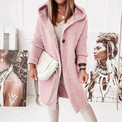 Véronique Couture - Manteau en cuir élégante avec capuche en laine raffinée