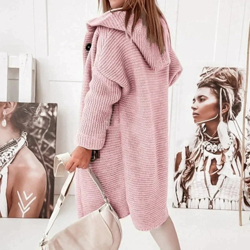 Véronique Couture - Manteau en cuir élégante avec capuche en laine raffinée