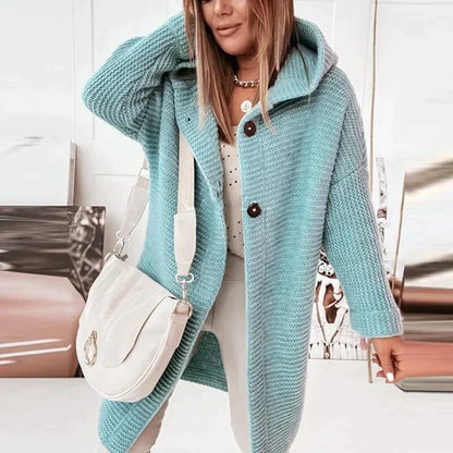 Véronique Couture - Manteau en cuir élégante avec capuche en laine raffinée
