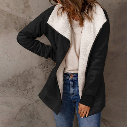 Manteau Élégant en Laine à Manches Longues pour Femme