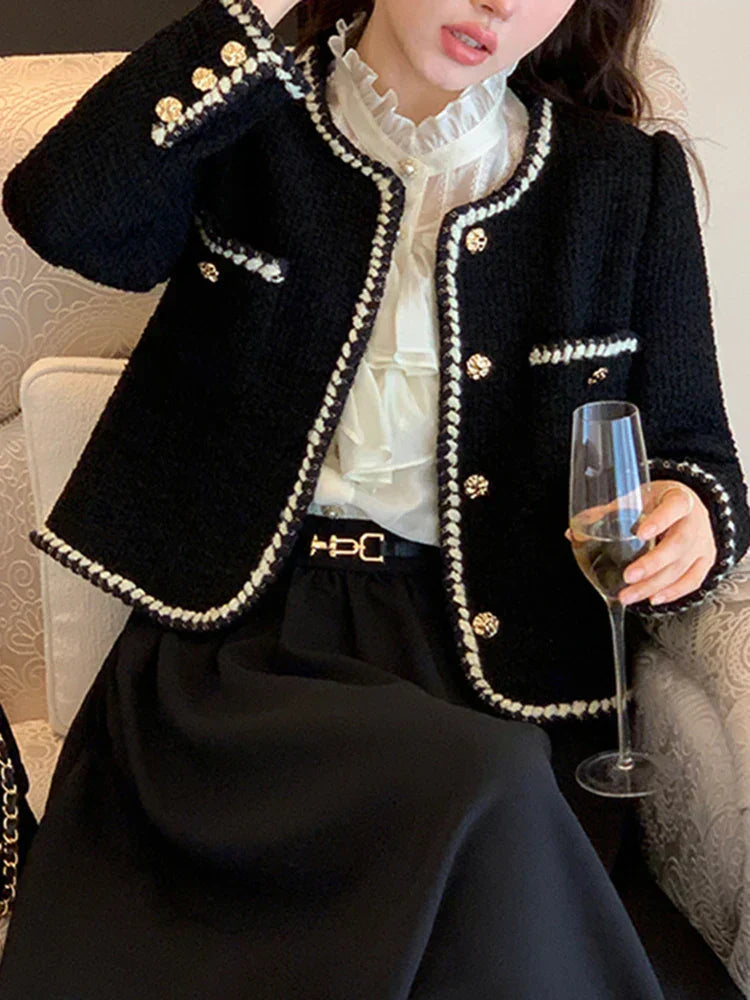 Vero - Veste en tweed élégante au style rétro avec détails frangés