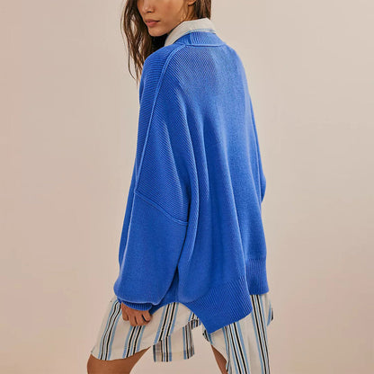 Vérona - Pull Chaleureux Rouge pour Femme à Col Rond et Coupe Oversize