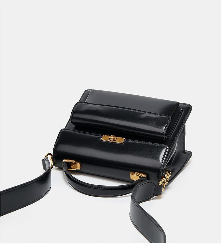 Sac à Bandoulière Vernis Noir Erin Élégance Suprême