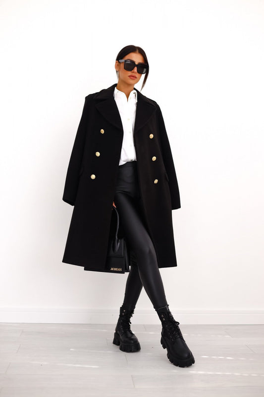 Manteau en laine à double boutonnage Élégance d'Hiver pour femme