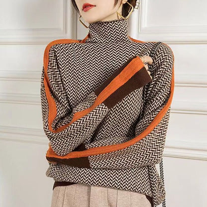 LuxeFemme - Pull en cachemire à col haut pour femme