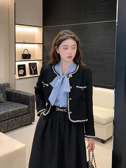 Vero - Veste en tweed élégante au style rétro avec détails frangés