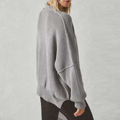 Vérona - Pull Chaleureux Rouge pour Femme à Col Rond et Coupe Oversize