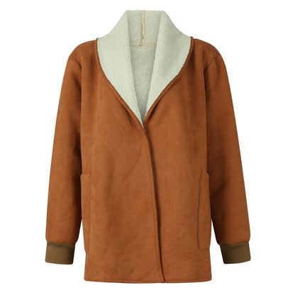 Manteau Élégant en Laine à Manches Longues pour Femme
