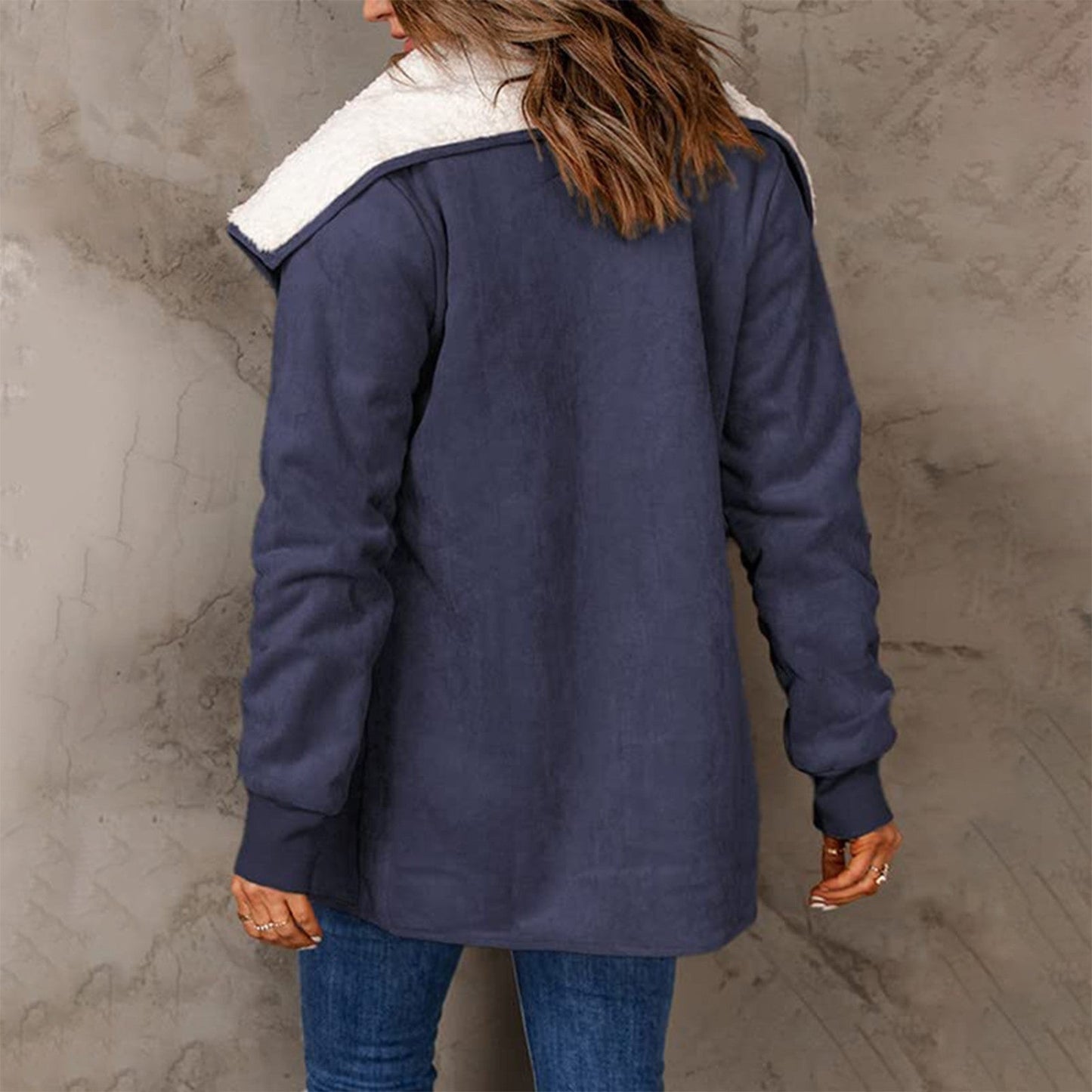 Manteau Élégant en Laine à Manches Longues pour Femme