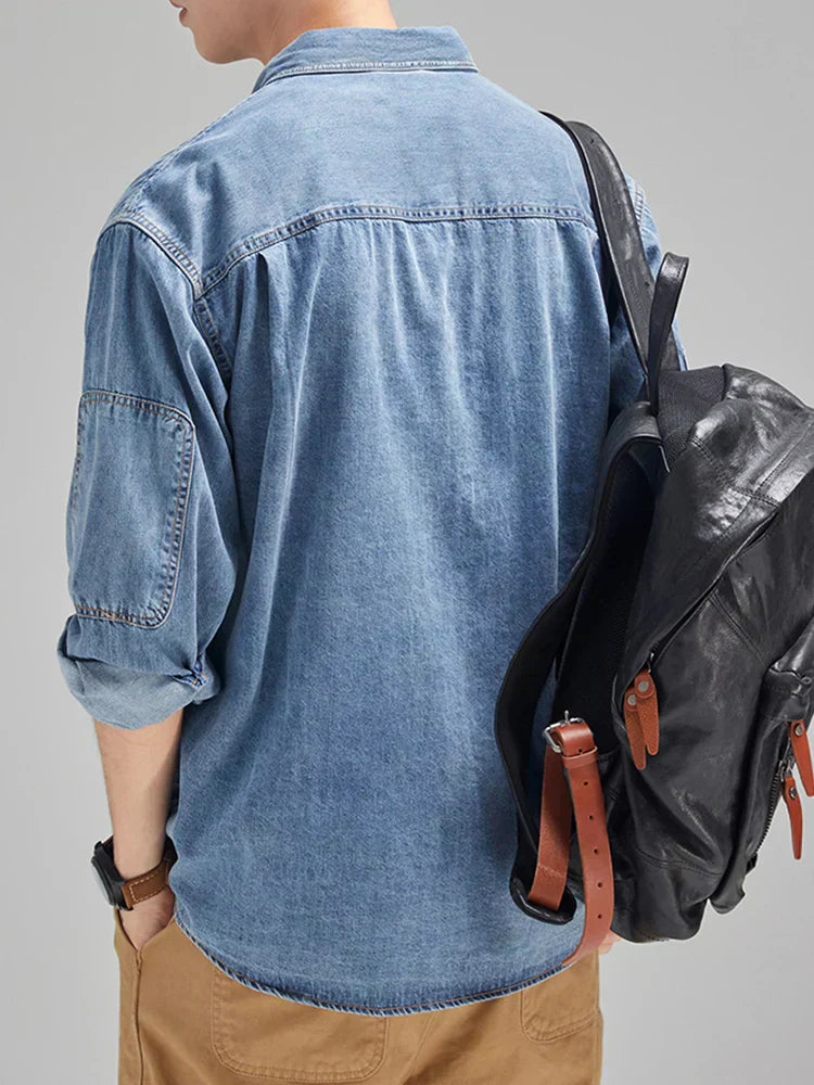 Chemise en denim à manches longues pour homme, intemporelle et élégante