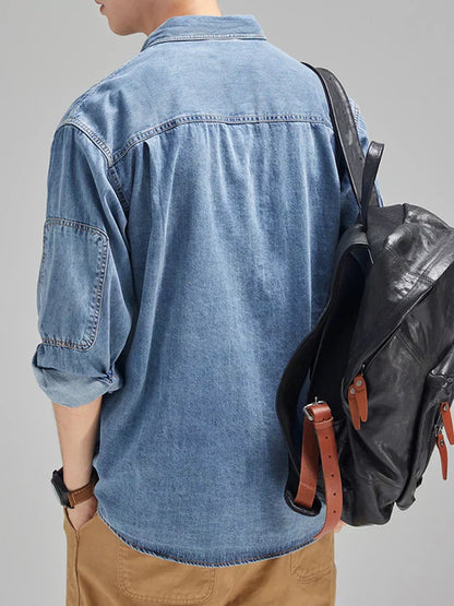 Chemise en denim à manches longues pour homme, intemporelle et élégante