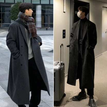 Manteau en laine élégante pour homme - Long modèle haut de gamme