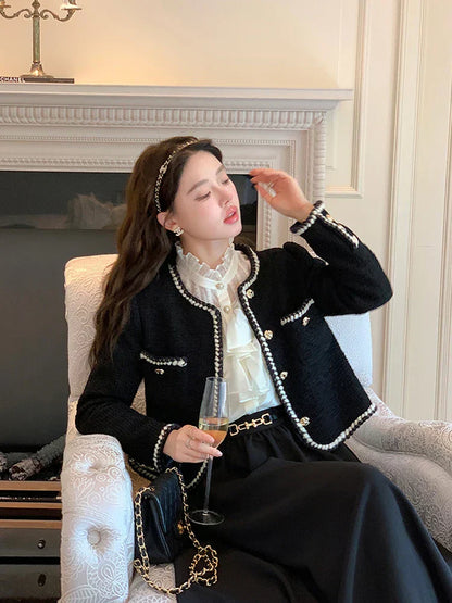 Vero - Veste en tweed élégante au style rétro avec détails frangés
