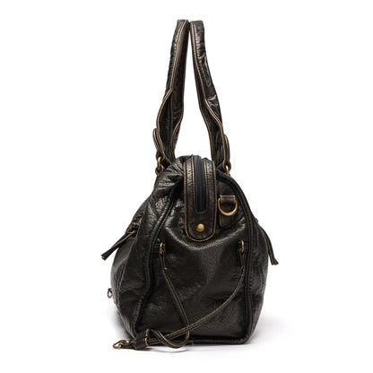 Sac à Main Élégant en Cuir Noir pour les Études - Collection Lumina