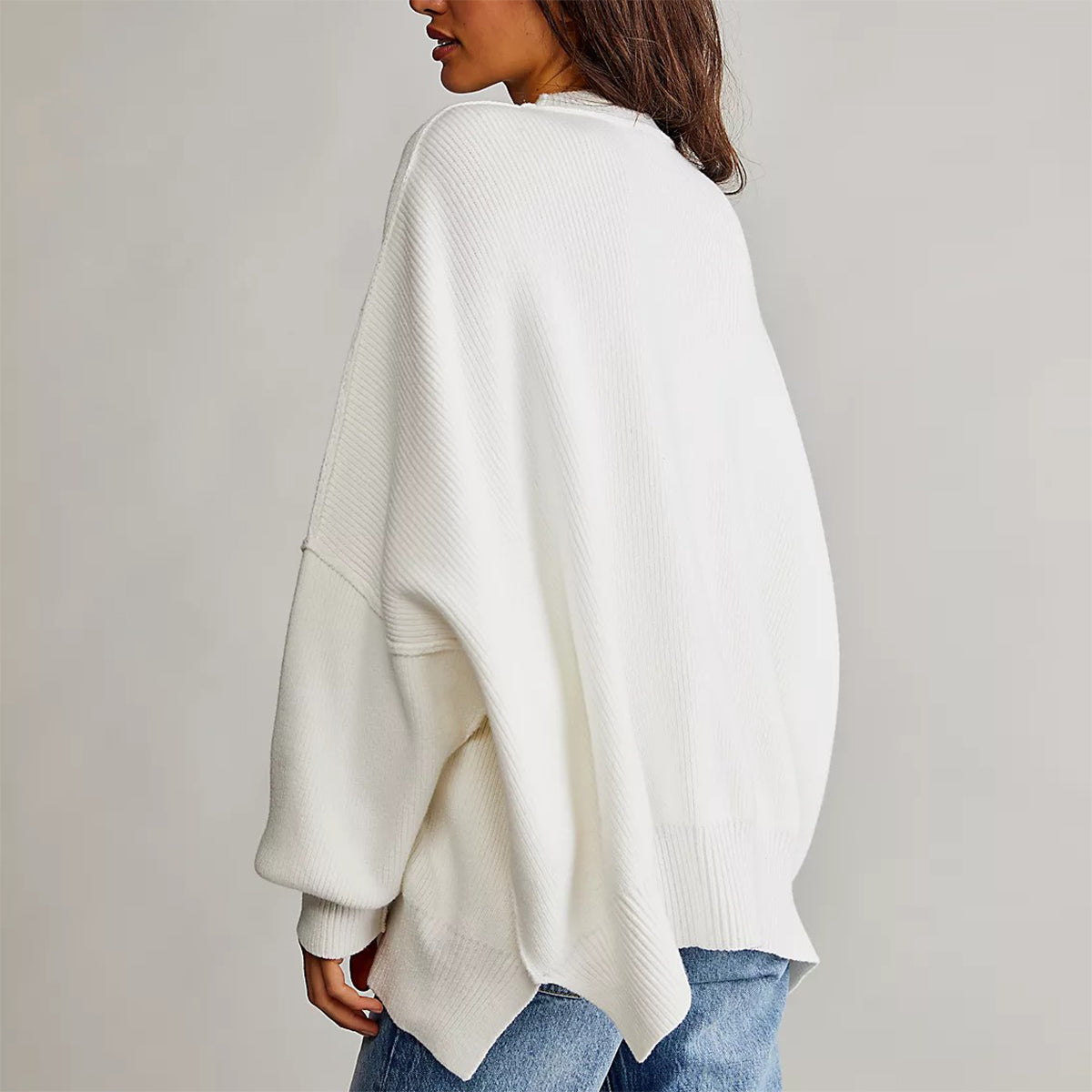 Vérona - Pull Chaleureux Rouge pour Femme à Col Rond et Coupe Oversize