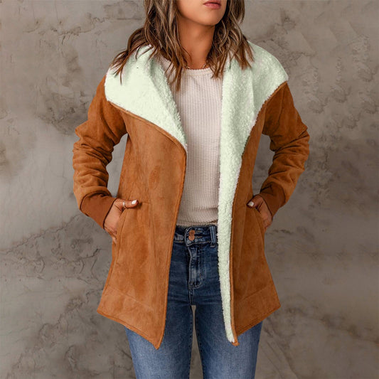 Manteau Élégant en Laine à Manches Longues pour Femme