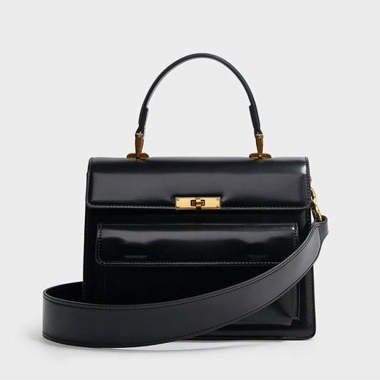 Sac à Bandoulière Vernis Noir Erin Élégance Suprême