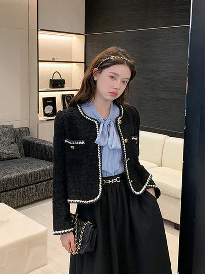 Vero - Veste en tweed élégante au style rétro avec détails frangés