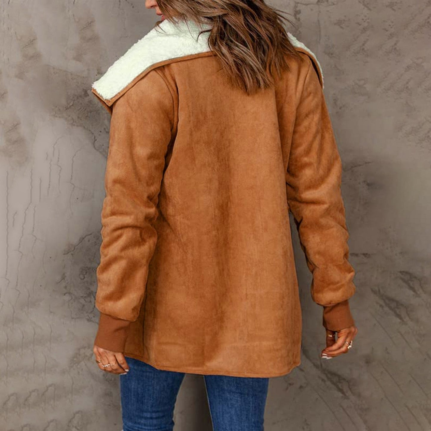 Manteau Élégant en Laine à Manches Longues pour Femme