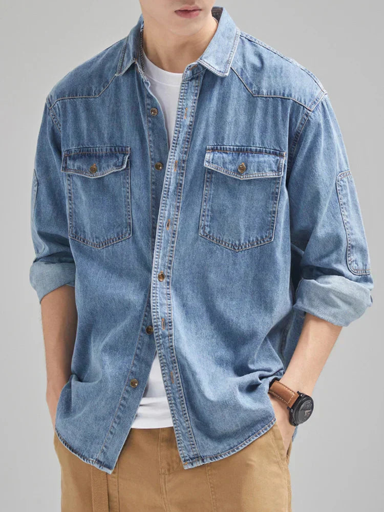 Chemise en denim à manches longues pour homme, intemporelle et élégante