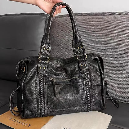 Sac à Main Élégant en Cuir Noir pour les Études - Collection Lumina