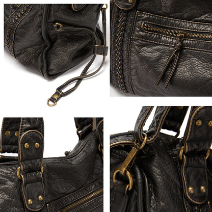 Sac à Main Élégant en Cuir Noir pour les Études - Collection Lumina
