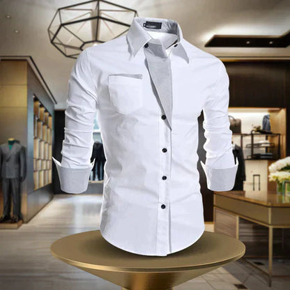 Chemise en coton haut de gamme pour homme, coupe élégante et raffinée