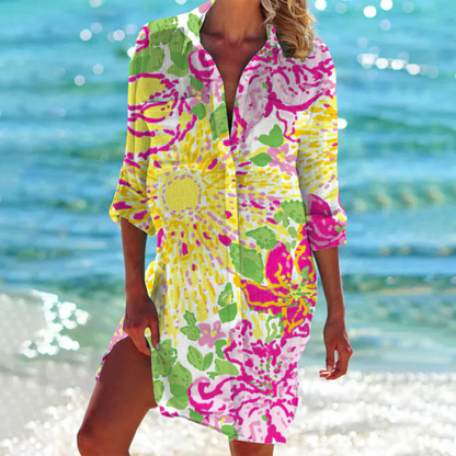 Robe Élégance Solstice - Robe Chemise d'Été Femme Haut de Gamme